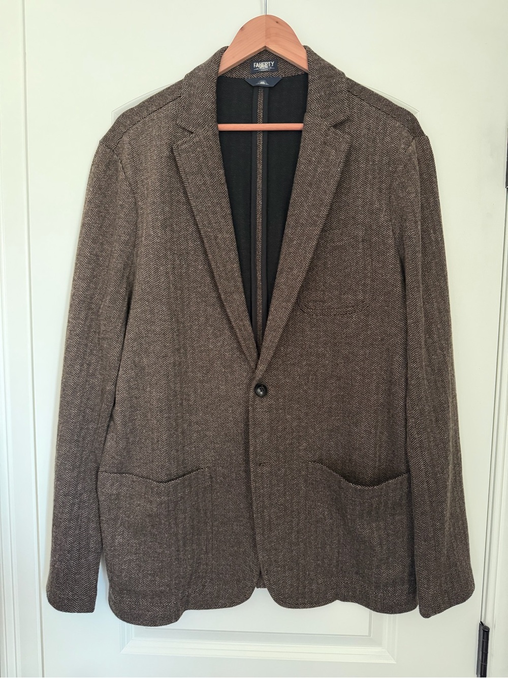 Faherty Brown Herringbone Sport Coat Blazer